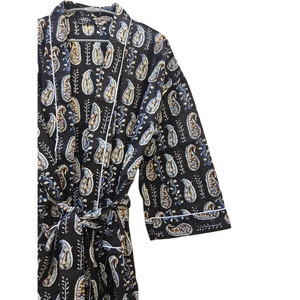 Bata acolchada de algodón 100% para mujer, Kimono estampado a mano de longitud larga, vestido informal suave de verano para verano y primavera, kimono suave - Product Image 3