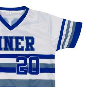 Finer Striped Baseball Jersey Women White Blue Sublimation Polyester Short Sleeve Casual Athletic Shirt Stylish Fit - Product Image 4