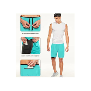 Stylish and Functional <b>Mens</b> 2-in-1 Sports <b>Shorts</b> Built-In <b>Compression</b> Liner Ideal for Training and Casual Wear - Product Image 3