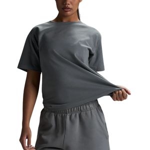 Camiseta Oversize de Algodón para Mujer con Hombros Caídos, Manga Corta, Cuello Redondo, Estilo Casual Básico, Fabricante OEM ODM, Venta al por Mayor - Product Image 3