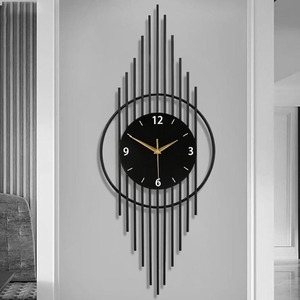 Horloge murale rectangulaire minimaliste en fer, mouvement mécanique, affichage à aiguilles, finition noire, décoration moderne pour la maison, sonnerie horaire - Product Image 2