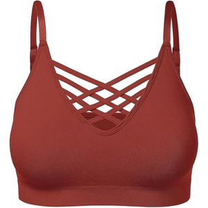 Women Supportive Cross Back Sports Bra Padded Yoga Gym Fitness Workout Activewear <b>Top</b> Wholesale <b>Strappy</b> Training Bra Performance - Product Image 5