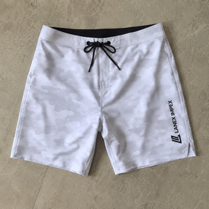 Men's White Camo <b>Board</b> Shorts Quick Dry Stretch Surf Swim Trunks Custom Logo Beach Shorts Lightweight Water Sports Swimwear - Product Image 6