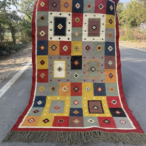 Alfombra de Yute y Lana Tejida a Mano, Multicolor con Borde Rojo, Ecológica, Moderna, de Pelo Corto, Tamaño Personalizado para Pasillo, Cocina, Sala de Estar - Product Image 2