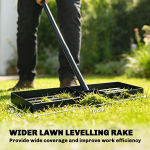 Rastrello Livellante per Prato in Acciaio Inox Resistente 30'' X 10'' con Manico da 66,5'' per Giardini e Campi da Golf - Product Image 4
