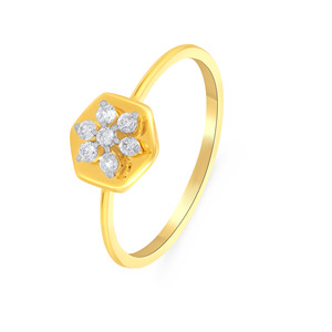<b>Fine</b> Jewelry 18k Gold Diamond Hexagonal <b>Ring</b> For Women Engagement Wear Round Brilliant Diamond 0.08 Ct Gold <b>Ring</b> - Product Image 1