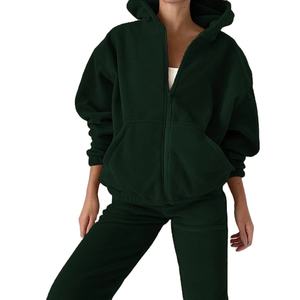 Pantalon de jogging à capuche surdimensionné à épaules tombantes Ensemble de sweats Style solide décontracté pour l'hiver 2 pièces Sweats à capuche vierges Pantalon de survêtement - Product Image 1