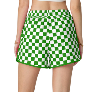 Shorts de bain pour femmes au design moderne, respirants, à séchage rapide, avec ceinture élastique haute, antibactériens, 100% polyester, vêtements de plage - Product Image 2