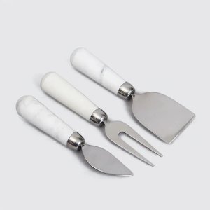 Juego de Cuchillos para Queso y Untador de Mantequilla con Mango de Madera Natural y Acabado Plateado para Mesa, en Oferta - Product Image 4