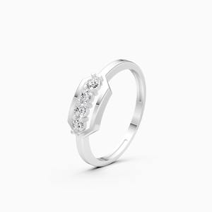 Anillo de barra con hilera de diamantes cultivados en laboratorio de 0.20 quilates en oro amarillo, blanco y rosa de 9 quilates - Product Image 2