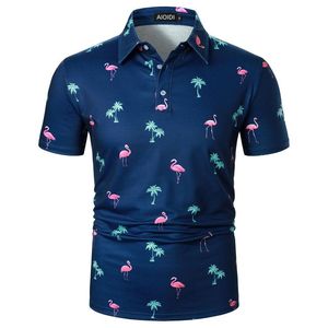 Chemises décontractées pour hommes de haute qualité OEM, manches courtes, boutonnées, longueur normale, séchage rapide, polyester, élasthanne, imprimées, pour le golf - Product Image 2