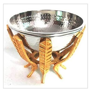 Moderno Juego de Tazones de Metal de 3 Niveles con Diseño de Rama de Olivo, Pulido a Mano, para Servir Aperitivos y Frutas en Fiestas - Product Image 2