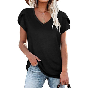 Wholesale Custom V Neck Graphic T-shirt Ladies Loose <b>Tops</b> Blank Tee T-Shirt Plus Size Oversized T Shirt for Women T-Shirt - Product Image 3