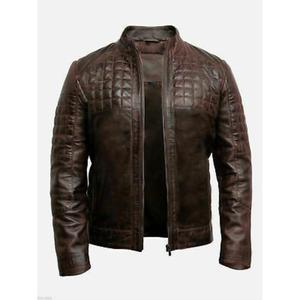 Chaqueta de Cuero Genuino para Hombre, a la Moda, de Corte Regular, Estilo Vintage, Resistente al Agua y al Aire, con Accesorios de Regalo, Talla Personalizada - Product Image 1