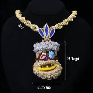 Hip Hop Rapper Travis Scott Funny Moissanite Silver Customized Iced Out Cartoon Jesus Pendant - Product Image 3