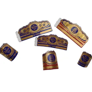 Горячая печать на заказ, Золотая тисненая этикетка для упаковки сигар, самоклеящаяся наклейка с тиснением, роскошный дизайн, долговечное качество