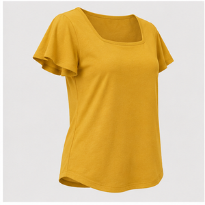 เสื้อยืดคอกลมแขนสั้นสีเหลืองทองสำหรับผู้หญิง WTS-0036 - Product Image 4