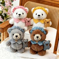 En gros Mini porte-clés ours en peluche doux, vêtu d'un pull tricoté, de lunettes et d'un bonnet, breloque de sac