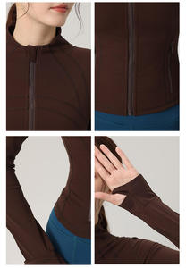 Women Running <b>Jackets</b> Athletic Workout <b>Jacket</b> Full <b>Zip</b> <b>up</b> <b>Gym</b> With Zipper Pockets Thumb Holes Yoga Top - Product Image 5