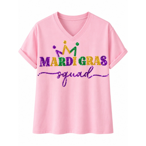 เสื้อยืดครอปแขนสั้นคอกลมปักเลื่อมลายธงมาร์ดิกราส์สำหรับผู้หญิง ขายส่ง ดีไซน์สวย ระบายอากาศได้ดี - Product Image 2