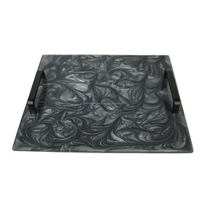 Contemporary Living Storage Trays Oval and Round Resin Trays By Fashion Craft India Epoxy Resin Tray With Marbled Pattern - Product Image 4