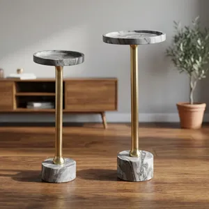 Table basse ronde moderne avec plateau en marbre et pieds en métal, écologique, légère, portable, pour salon, hôtel, meubles - Product Image 6