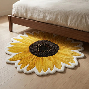 Alfombra de Lana Premium Hecha a Mano con Diseño de Girasol, Antideslizante, Suave y Moderna para Decoración de Sala de Estar y Dormitorio - Product Image 4