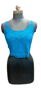 TOP CORTO DE ALGODÓN BORDADO INDIANO ESTILO BOHEMIANO VESTIDO DE PLAYA CASUAL TOP CORTO CON ESTILO - Product Image 3