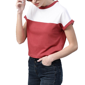 T-shirt court pour femme en tissu lisse, style simple et élégant, confortable à porter au quotidien, avec faible MOQ. - Product Image 1