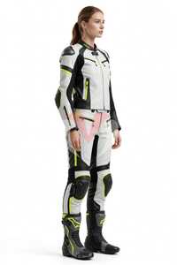 Women's White Black Leather Motorcycle Racing <b>Suit</b> Breathable <b>Full</b> <b>Body</b> Protective Riding Gear Set - Product Image 2