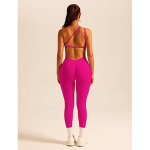 Ensemble de yoga texturé côtelé pour femme : Soutien-gorge de sport à col carré, Legging taille haute 7/8 avec poches latérales, effet froncé aux fesses, en Nylon Spandex - Product Image 6