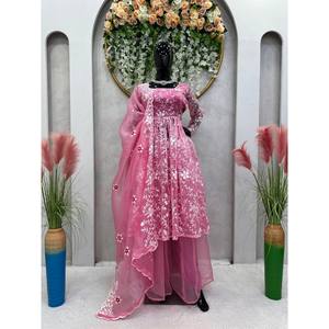 Party Wear XL Salwar Kameez Top and Bottom with Dupatta Polyester Comfortable and Stylish - Product Image 2