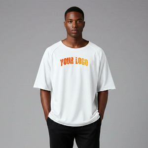 OEM/ODM Custom Made Heavyweight Cotton 2 tone Round Neck T-Shirt Drop Shoulder Hip Hop Breathable Gym Wear T-Shirt for men's - Product Image 4