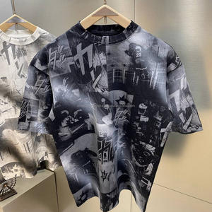 เสื้อยืดคอตตอนออร์แกนิคถักทรงปกติสไตล์วินเทจ รับผลิตแบบ OEM พร้อมสกรีนโลโก้และลายดอกไม้สไตล์เรโทรยุค 90 สำหรับผู้ชาย - Product Image 6