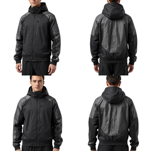 Survêtement coupe-vent en nylon Midnight Tech pour homme moderne, streetwear premium uni, respirant, séchage rapide, utilitaire et contemporain - Product Image 3