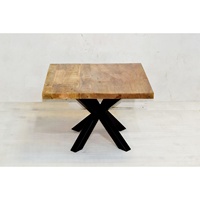 Table basse industrielle carrée et épaisse en bois de manguier, pour la maison, le café, le restaurant, le bureau et la réception