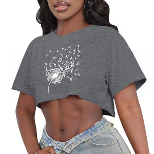 T-shirt court pour femme, couleurs unies, mélange de coton de qualité supérieure, manches courtes, tee-shirt basique, style polyvalent pour les tenues d'été - Product Image 1