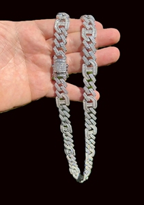 สร้อยคอคิวบันลิงค์แบบฮิปฮอปประดับเพชรโมอิสซาไนต์ เงินแท้ 925 ชุบทอง 18K สำหรับผู้ชาย ประดับเพชรโมอิสซาไนต์ VVS เต็มเส้น - Product Image 5