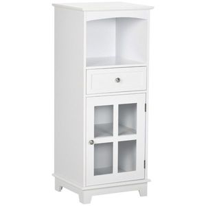 Mobile da Bagno Salvaspazio in MDF Bianco con Specchio per Casa, Soggiorno e Uso Alberghiero - Product Image 1