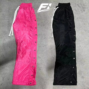 Custom Breathable Nylon Wide Leg men's pants <b>Waterproof</b> Side Snap Button Lightweight Summer Casual Drawstring Fashion <b>Trousers</b> - Product Image 2