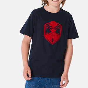 Camiseta Negra de Manga Corta con Cuello Redondo y Estampado de Personaje de Araña Roja en la Parte Delantera, Camiseta Informal para Adolescentes y Hombres, 100% Algodón Puro, Camiseta para Niños - Product Image 1