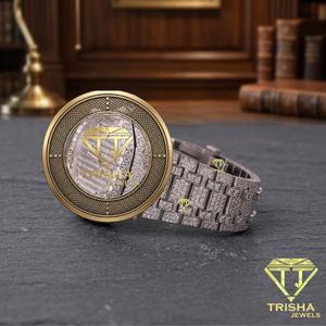 Reloj Clásico Impresionante con Diamantes Moissanite de Corte Completo, Correa de Acero Inoxidable de 22mm, Fecha Árabe, 41mm, Nuevo Modelo - Product Image 3
