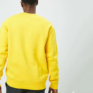 Sweat-shirt en molleton à col rond et manches longues pour homme, jaune vif uni, logo personnalisé, OEM ODM, vêtements en gros - Product Image 5