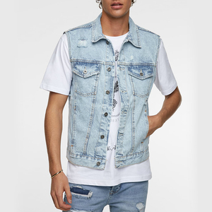 Premium Raw <b>Denim</b> Men's <b>Vest</b> | Slim Fit Sleeveless <b>Denim</b> <b>Jacket</b> | Customizable Brand Logo Biker Waistcoat - Product Image 2