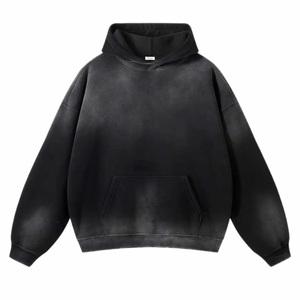 Custom Distressed Winter Sweatshirt Hoodie Men Oversized Fit Vintage Washed Boxy Pullover Streetwear <b>Fashion</b> Clothing Wholesale - Product Image 5