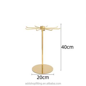 Étagère rotative de table en acier inoxydable durable à 8 crochets pour présentation de bijoux et boucles d'oreilles en magasin - Product Image 2