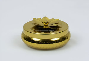 Premium Gold Metal Lotus Wax Jar Candle in Wholesale Price - Product Image 2
