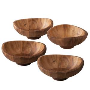 Tazón para Servir de Madera de Acacia Natural, Duradero, Ligero, Apto para Lavavajillas, Diseño Clásico para Frutas, Ensaladas, Uso en el Hogar, Hoteles y Fiestas - Product Image 1