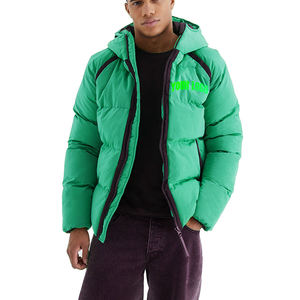 Blouson Bomber d'Hiver en Nylon pour Homme Grande Taille, Brodé, Coupe-Vent, Noir Brillant, avec Capuche et Poches – Vente en Gros - Product Image 5