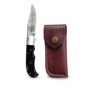 Burraq Ecommerce Damascus Steel Folding Knife with <b>Clip</b> Point Blade for Outdoor Camping & Sports OEM Customizable - Product Image 2